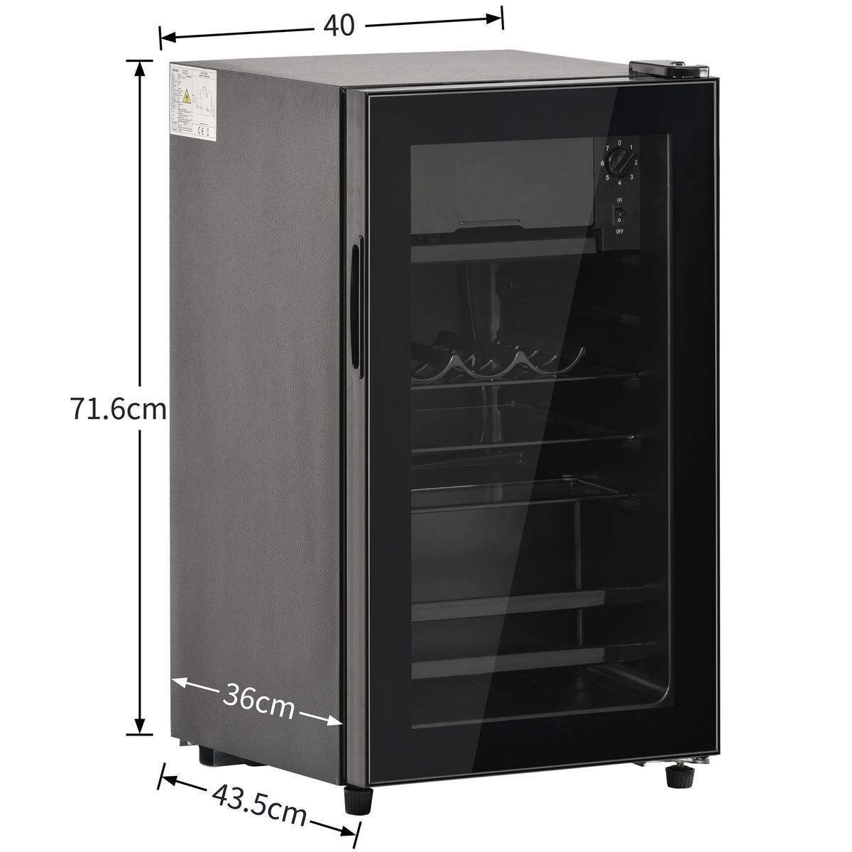 MINIKUHLSCHRANK 43.5/40/71.6 cm Schwarz 76L mit LED-Licht - Schwarz, Metall (40/71.6/43.5cm) - Oxeza