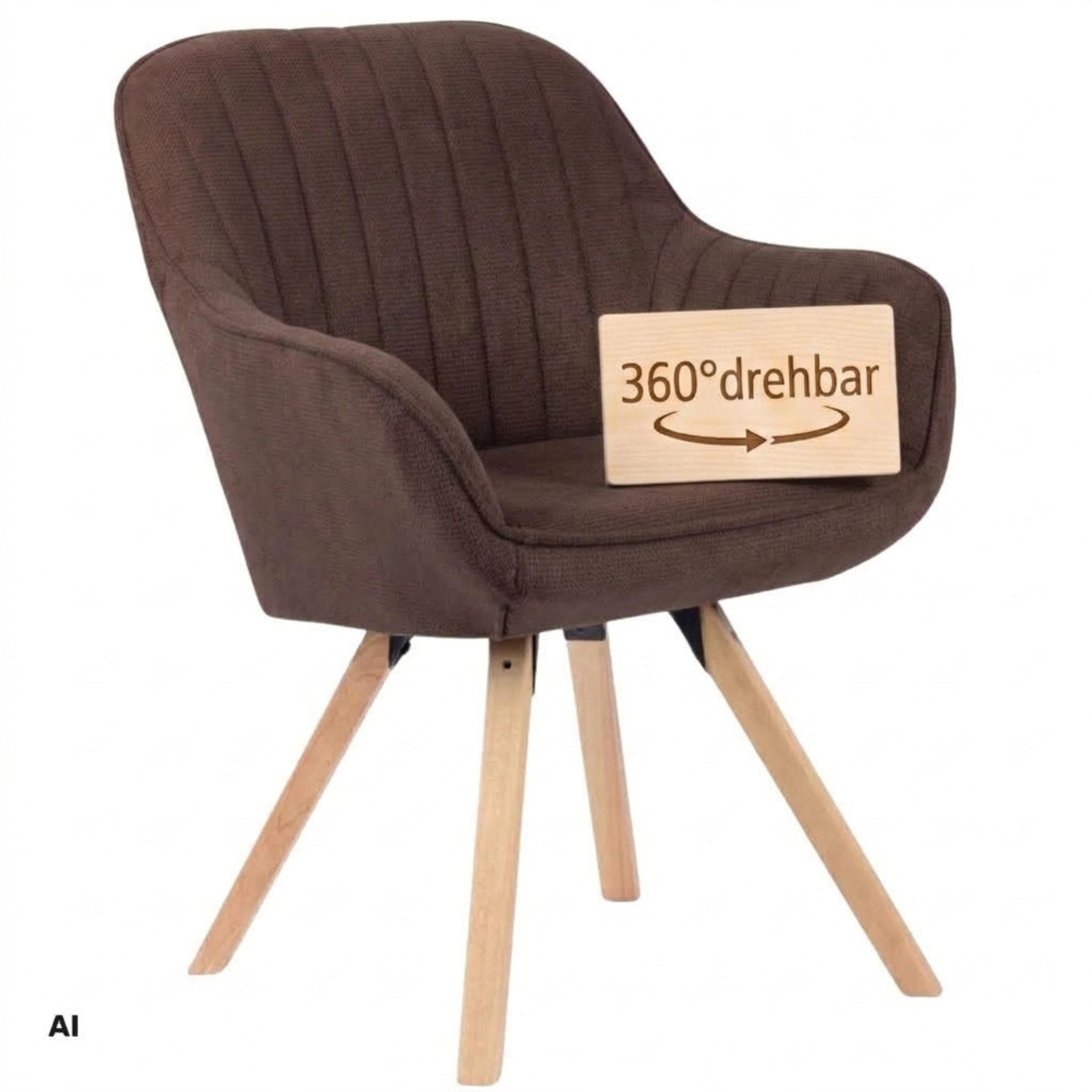 ESSZIMMERSTUHL Matera, drehbar - Braun/Naturfarben, Naturmaterialien/Textil (59/84/61cm) - Mr. Deko