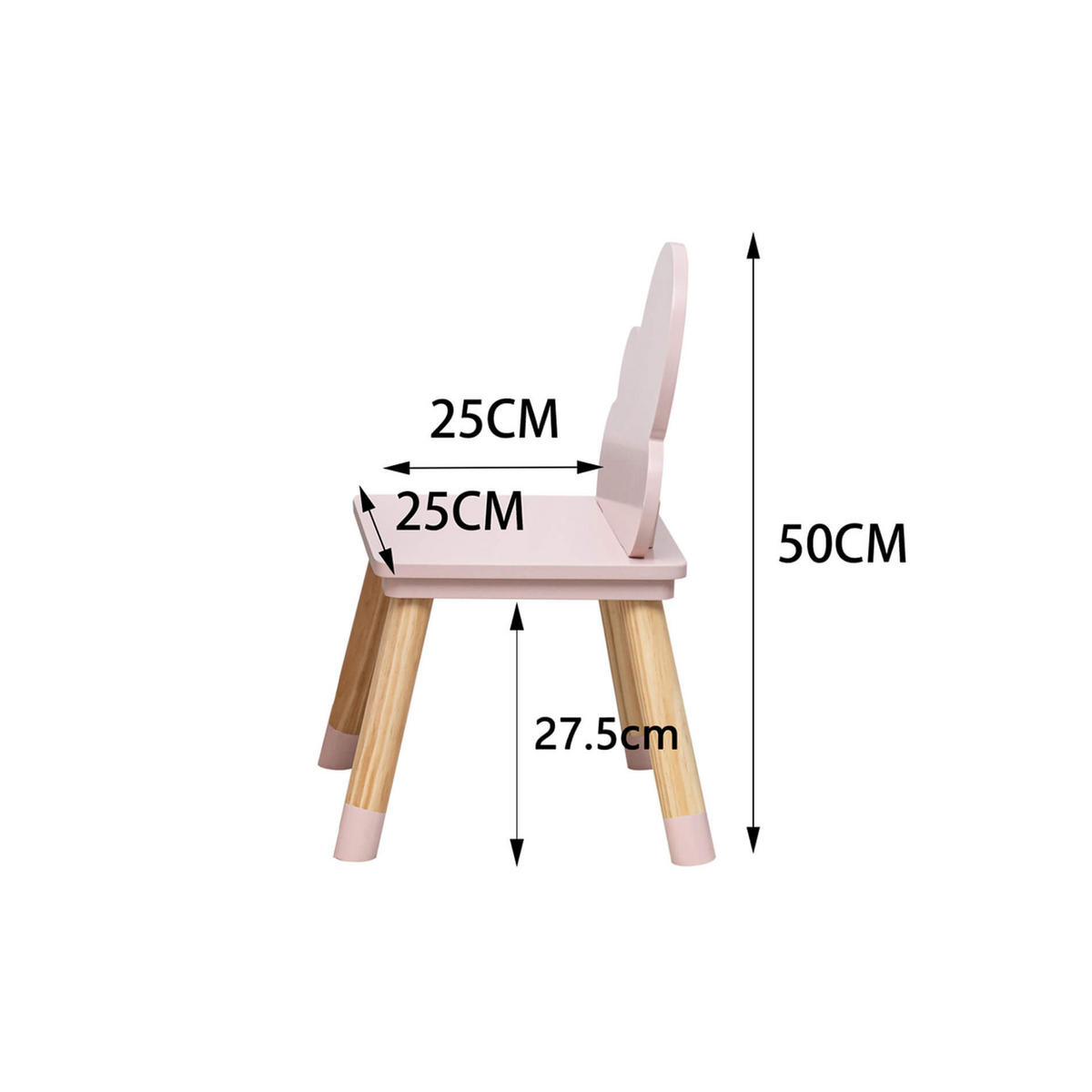 KINDERSTÜHLE 2er Set Rosa 25/25/50 cm - Pink, Holzwerkstoff (25/50/25cm) - Mobili Rebecca