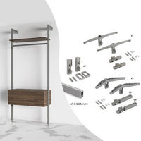 BRACKET SET für 1 Holzregal, 1 Modul und 1 Aufhängestange Länge 1m Zero, Zamak, Farbe Steingrau lackiert - Grau, Metall (4.1/12/20cm) - EMUCA