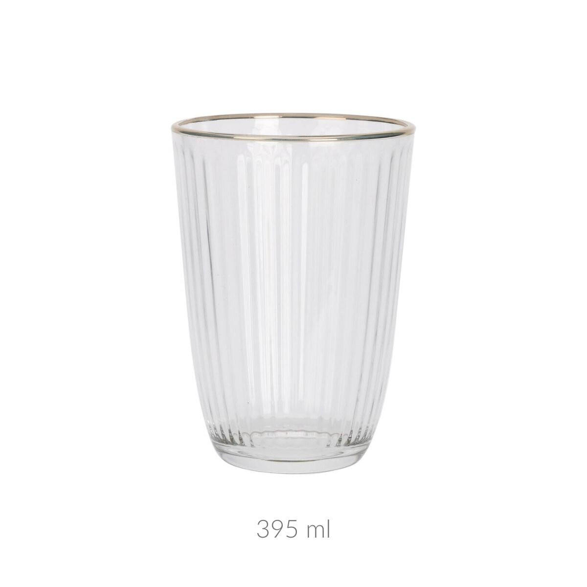 GLAS gestreift 395 ml - Transparent, Glas (395L) - Excellent Houseware