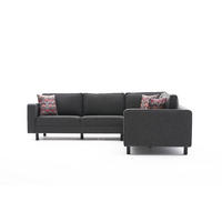 ECKSOFA schlichte Eleganz, lose Rückenkissen - Anthrazit/Schwarz, Holz/Buchenholz (258/258cm) - myHomelando