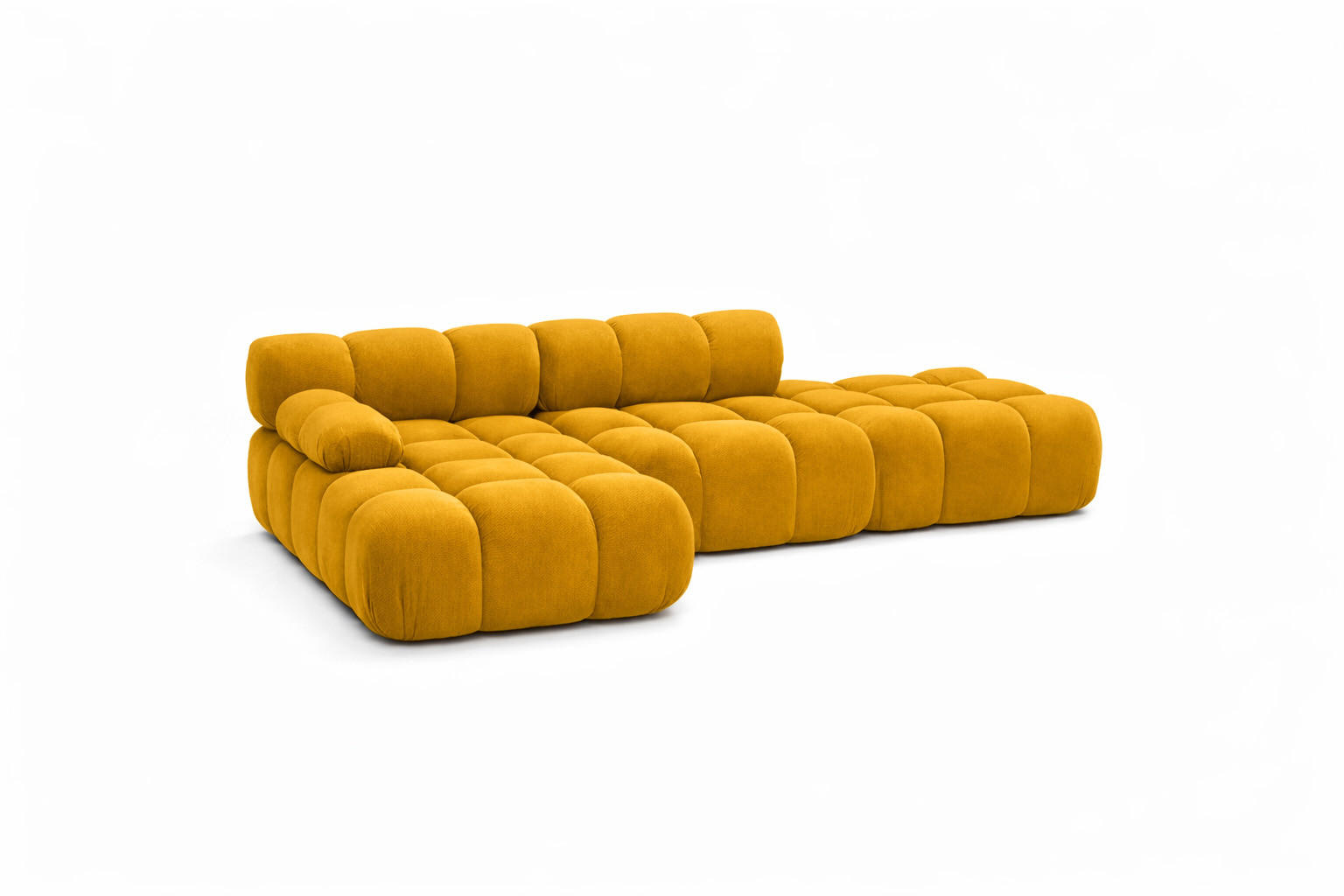 ECKSOFA L-Form Modular Mit Hocker, Veloursstoff Salvador, Gelb, Links, Selia - Gelb, Holz (285/160cm) - Kaiser Möbel