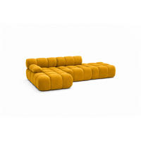 ECKSOFA L-Form Modular Mit Hocker, Veloursstoff Salvador, Gelb, Links, Selia - Gelb, Holz (285/160cm) - Kaiser Möbel