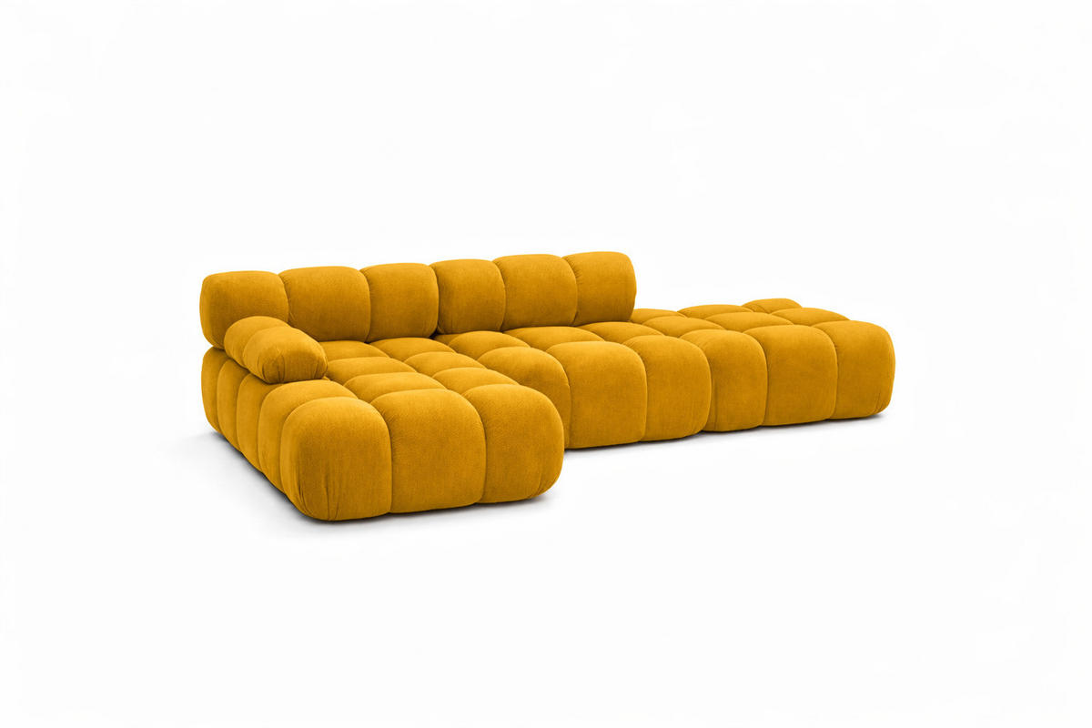 ECKSOFA L-Form Modular Mit Hocker, Veloursstoff Salvador, Gelb, Links, Selia - Gelb, Holz (285/160cm) - Kaiser Möbel