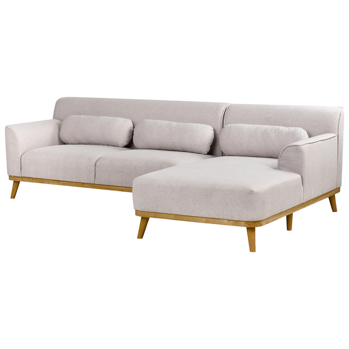 ROHOVÁ POHOVKA 3-místná Látka Světle šedá levostranná Simos - světle šedá, textil (264/82cm) - Beliani