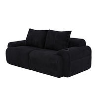 2-SITZER Cordsofa modular mit Getränkehalter und Seitentasche 200/99/80 cm Schwarz - Schwarz, Textil (99/80/200cm) - Redom
