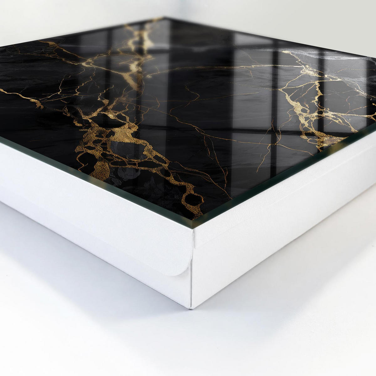 SCHLÜSSELBOX Weiß 30x30 cm – Türöffnung nach rechts - Elegantes Muster - Schwarz, Metall (30/30/5cm) - TULUP