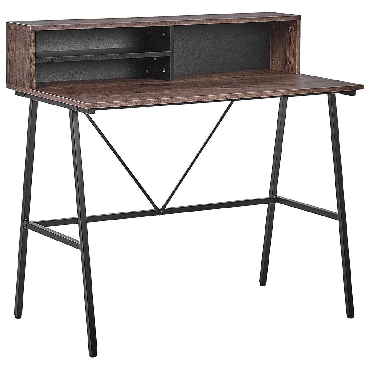 SCHREIBTISCH dunkler Holzfarbton 100/53/96 cm Harison - Dunkelgrau, Holzwerkstoff (53/100/96cm) - Beliani