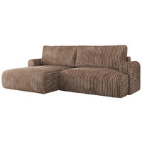 ECKSCHLAFSOFA TONO L Braun Cord - links - Schwarz/Braun, Kunststoff/Textil (260/150cm) - MKS