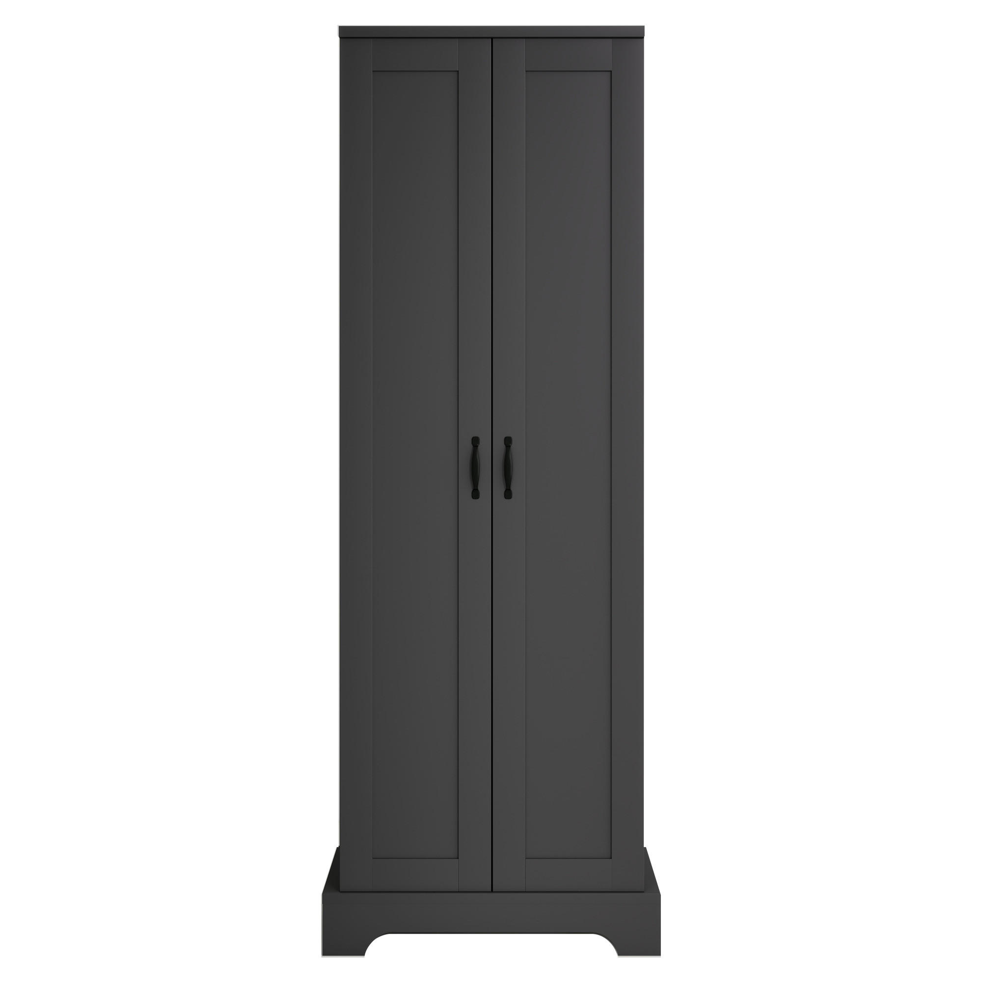 HOCHSCHRANK 56/40/170 cm Schwarz mit Doppeltüren und 4 Ablageflächen - Schwarz, Holz/Holzwerkstoff (40/170/56cm) - Oxeza