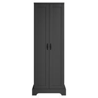HOCHSCHRANK 56/40/170 cm Schwarz mit Doppeltüren und 4 Ablageflächen - Schwarz, Holz/Holzwerkstoff (40/170/56cm) - Oxeza