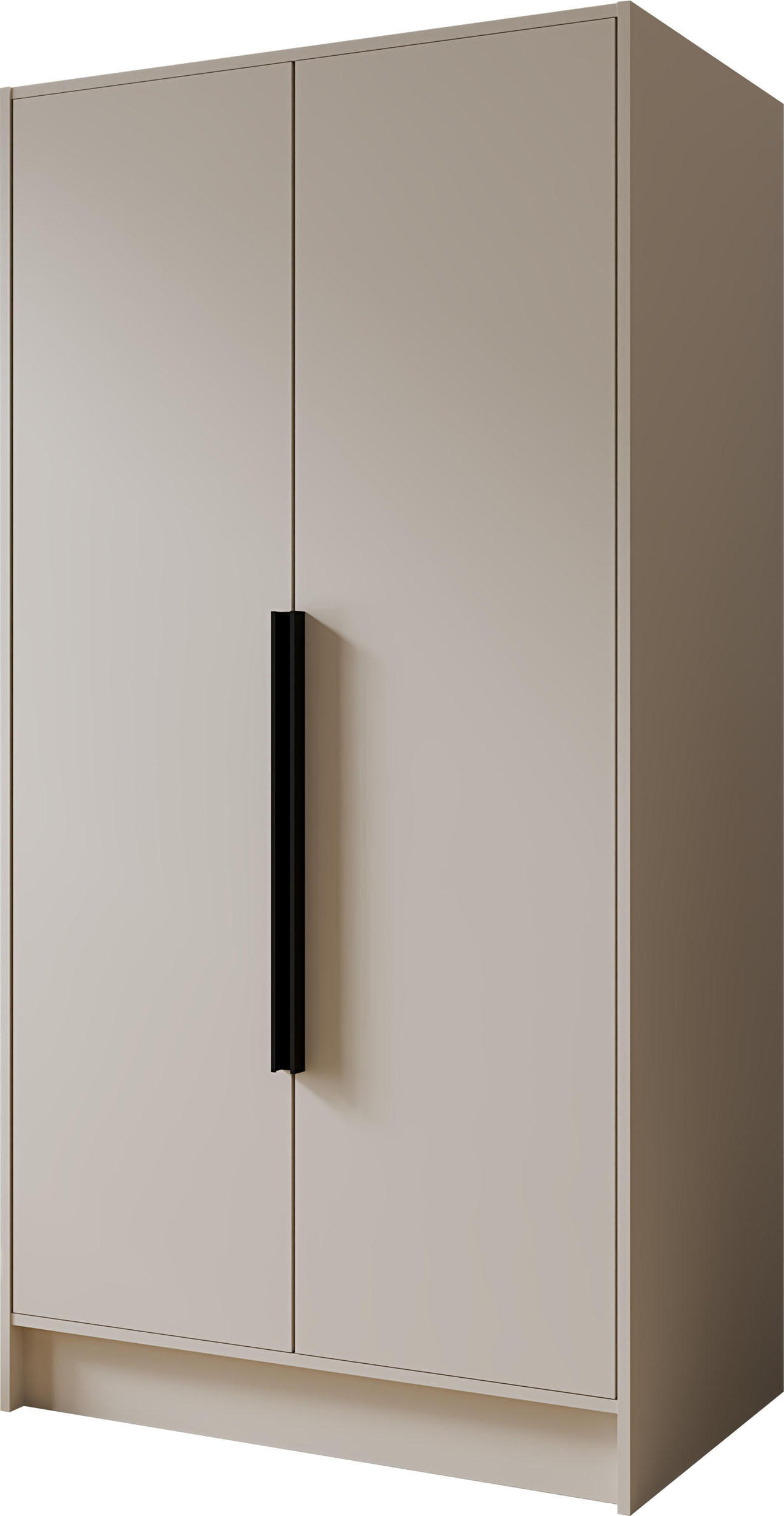 KLEIDERSCHRANK Mono Bis im Skandi-Stil, Drehtüren mit Schwarze Metallgriffe, Kaschmir 102/200/51 cm - Kaschmir, Holzwerkstoff (102/200/51cm) - WFL GROUP