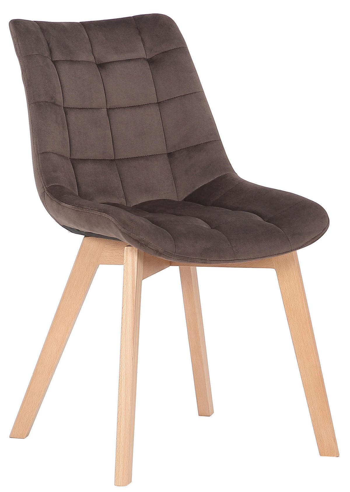 STUHL 2er Set Samt Braun - Eukalyptusholzfarben/Braun, Holz/Textil (46/82/61cm) - CLP