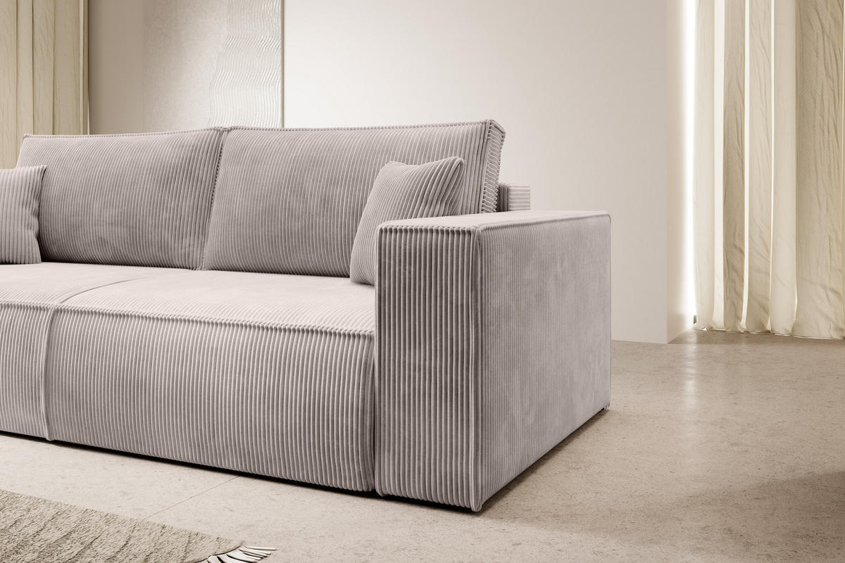 SCHLAFSOFA Farese Cremeweiß Cordbezug - Creme/Schwarz, Kunststoff/Textil (257/85/102cm) - Selsey
