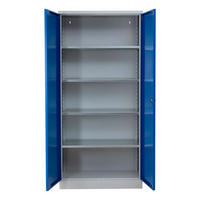 STAHLSCHRANK Bee mit 7 lackierten Fachböden 195x92x42 cm Korpusfarbe Lichtgrau Frontfarbe Enzianblau - Blau, Metall (92/195/42cm)