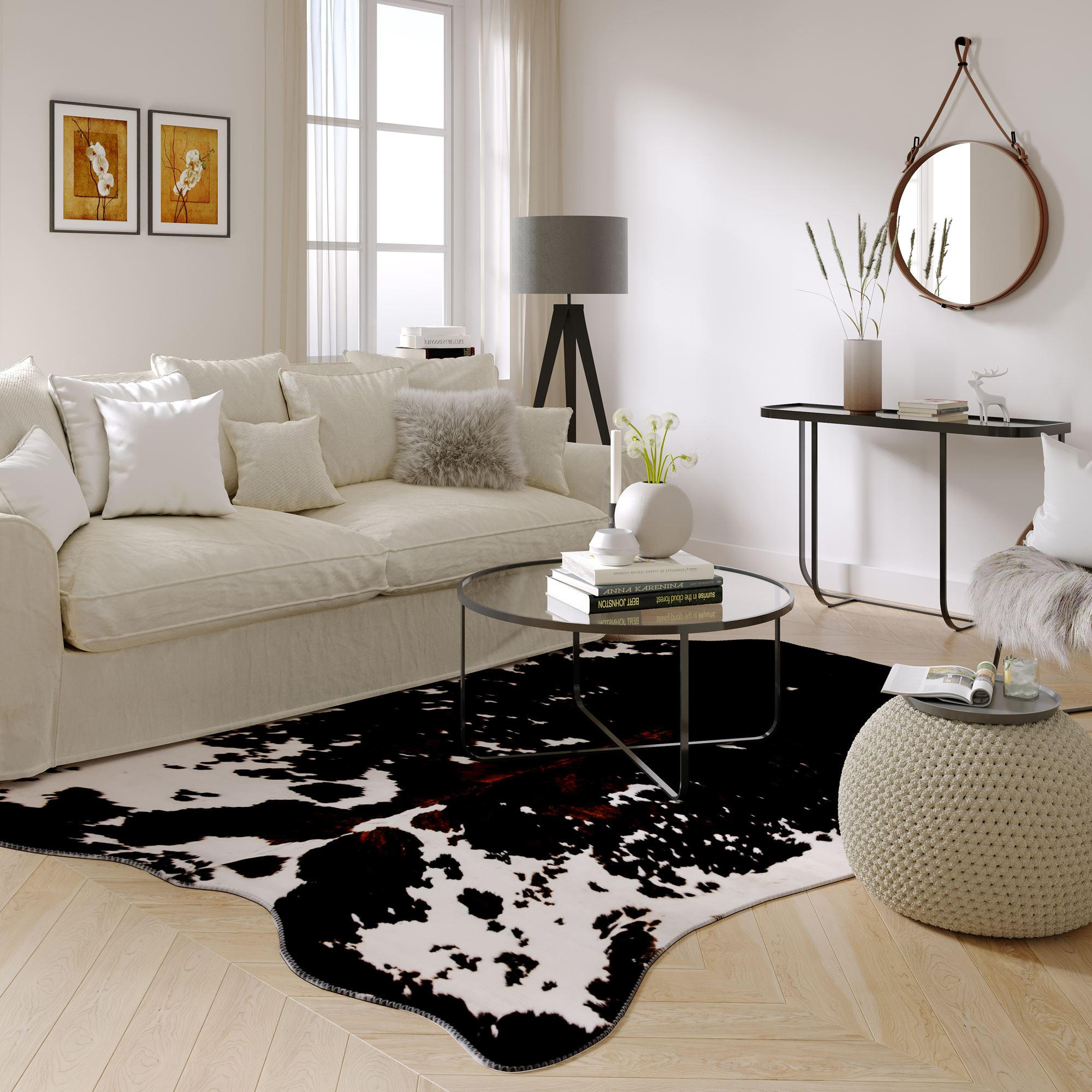 KUNSTFELL-TEPPICH Emilia 70x90 cm - Schwarz, Textil (70/90cm) - Gino Falcone