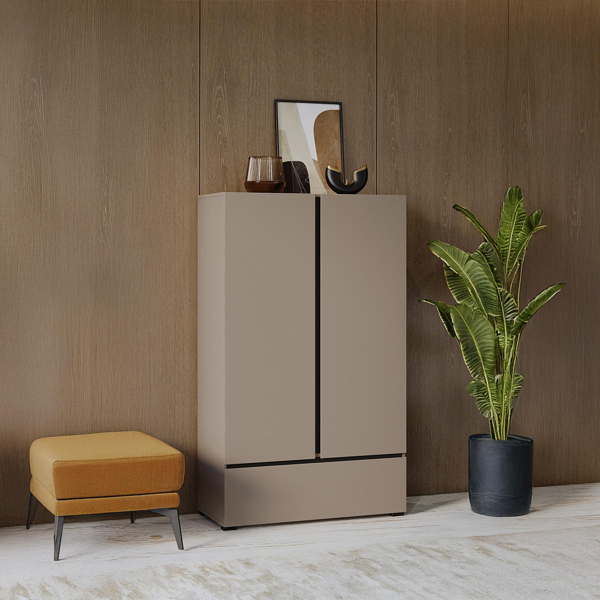 SKŘÍŇ 2DVEŘOVÁ Lilia Krtek - šedohnědá, kompozitní dřevo (89/150/40cm) - Petits-meubles