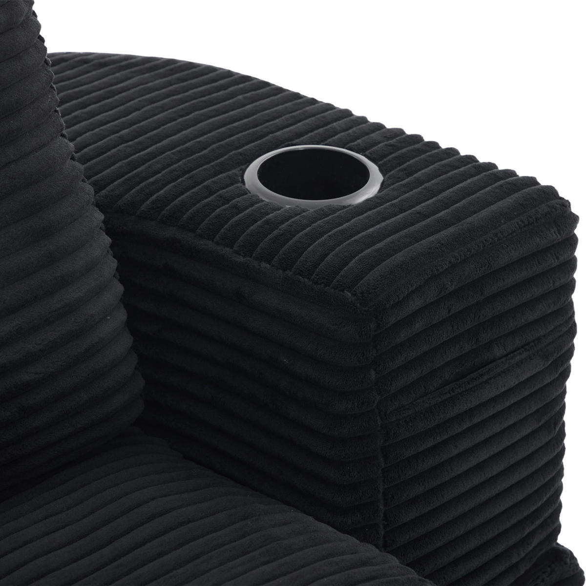 SCHLAFSOFA DE-33608 2-in-1 mit Getränkehaltern und tiefer Sitzfläche Schwarz - Schwarz, Textil (165/61/97cm) - ComfortXL