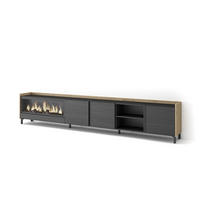 LOWBOARD, Schwarz und Eiche, 315/35/61cm, Kamin mit Feuereffekt XXL - Schwarz, Holzwerkstoff (315/61/35cm) - Skraut Home