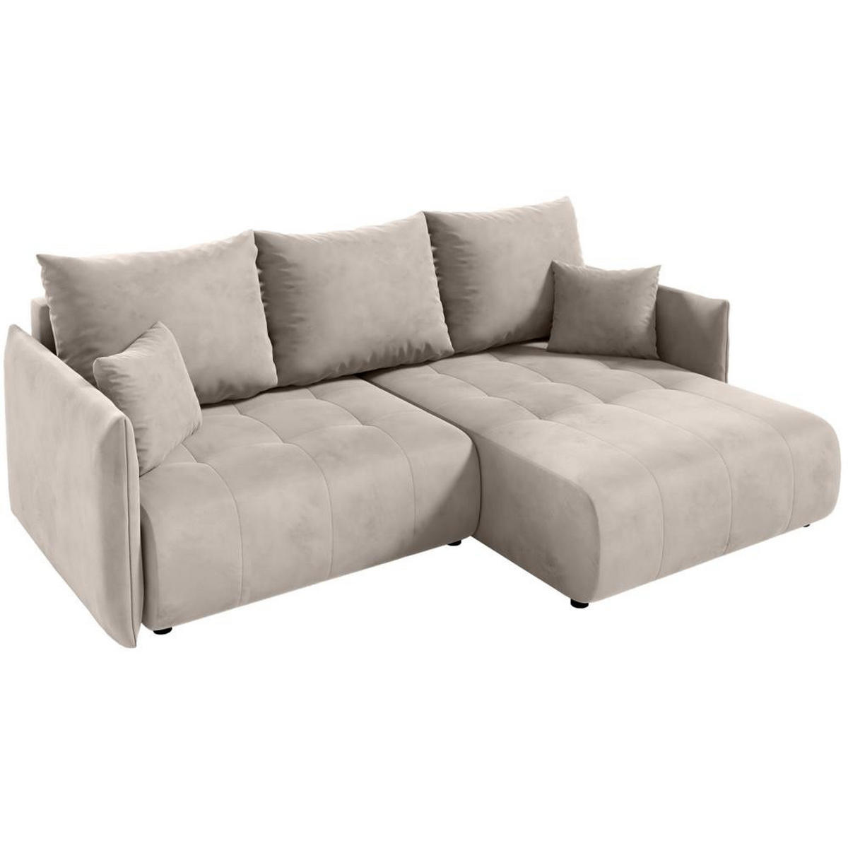 ECKSCHLAFSOFA Henry Mini beige rechts - Beige/Schwarz, Kunststoff/Textil (221/153cm) - Beautysofa