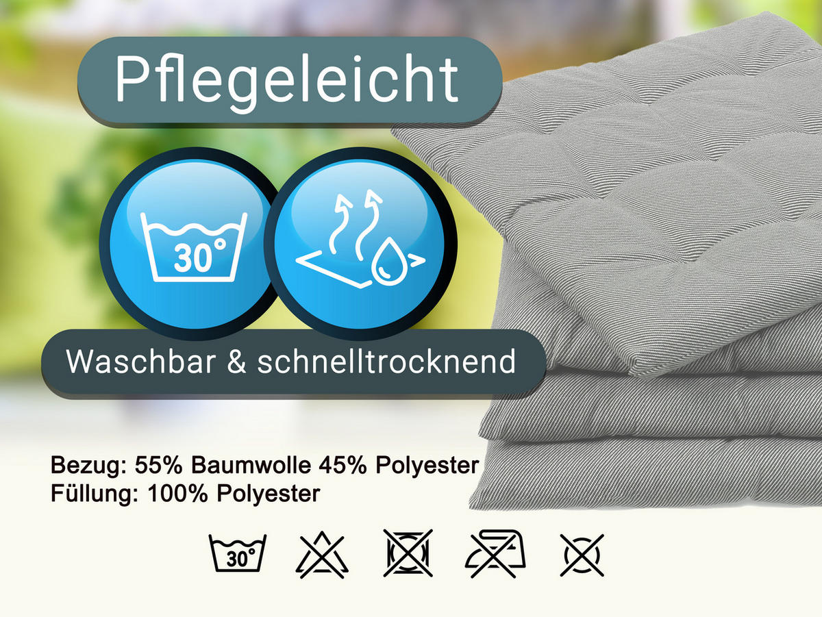 STUHLKISSEN, 4er-Set, 40x40 cm, 100% Polyester, Grau - Hellgrau, Textil (40/40/3cm) - Zollner