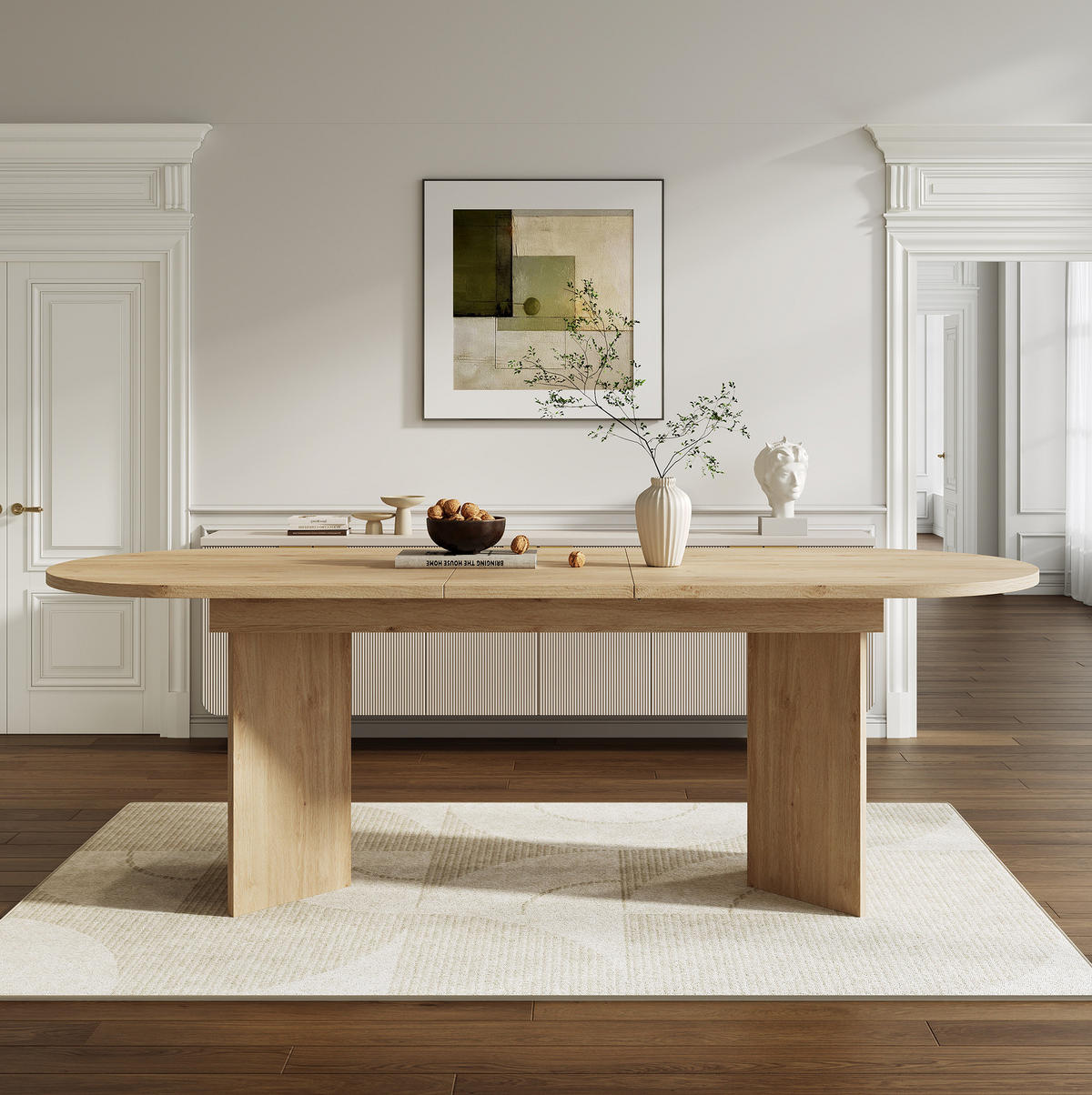 JEDÁLENSKÝ stôl 160/200/90 cm dub, MDF, rozkladací - farba duba, kompozitné drevo (200/90/75cm) - BEAOK