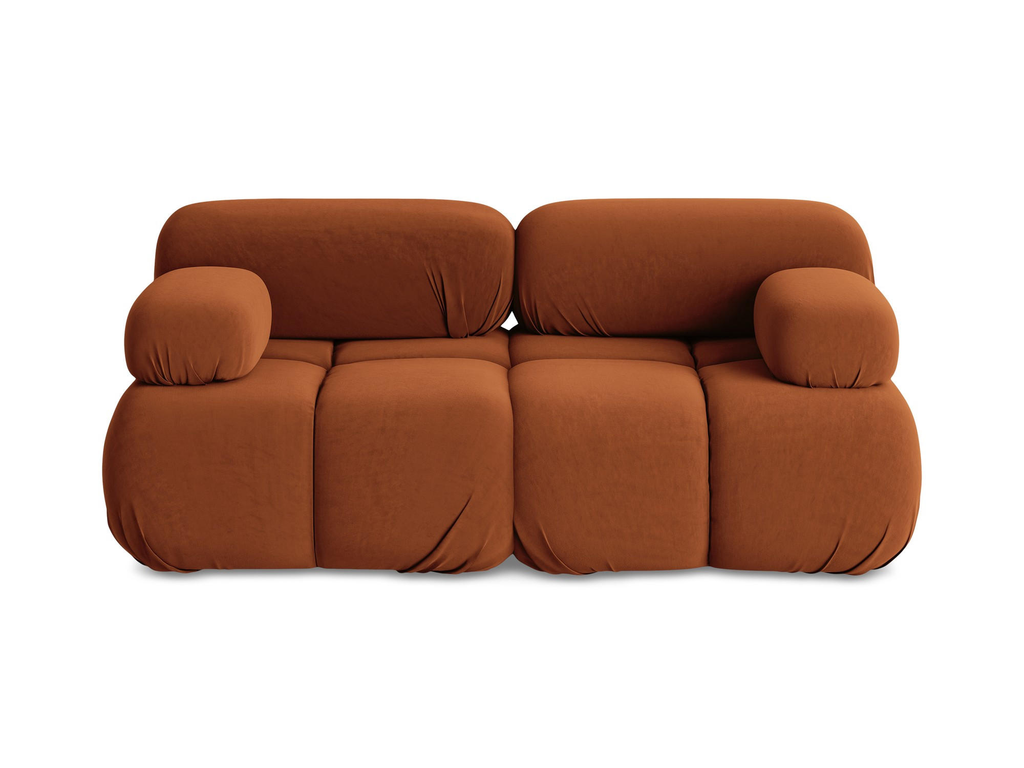 2-SITZER-SOFA Samt Stoff Orange - Beige/Terra cotta, Kunststoff/Textil (190/70/96cm) - Makamii