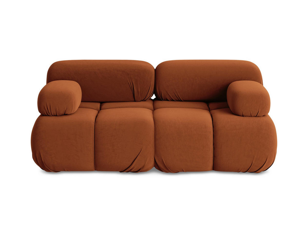 2-SITZER-SOFA Samt Stoff Orange - Beige/Terra cotta, Kunststoff/Textil (190/70/96cm) - Makamii