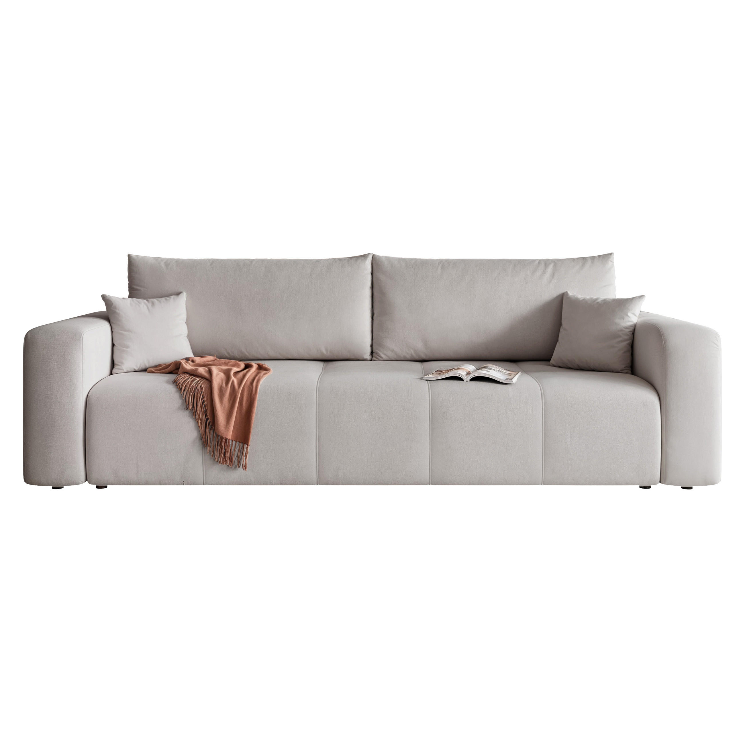 SCHLAFSOFA Velours mit Bettkasten und Schlaffunktion - Grau, Holzwerkstoff/Textil (246/79/93cm) - Idohome