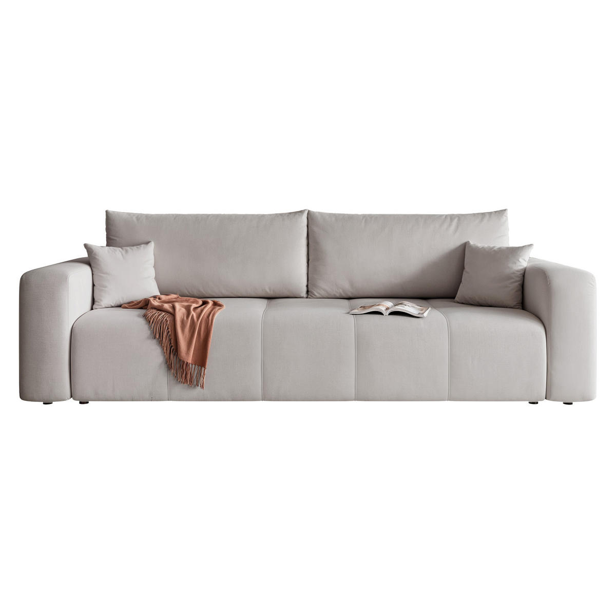 SCHLAFSOFA Velours mit Bettkasten und Schlaffunktion - Grau, Holzwerkstoff/Textil (246/79/93cm) - Idohome