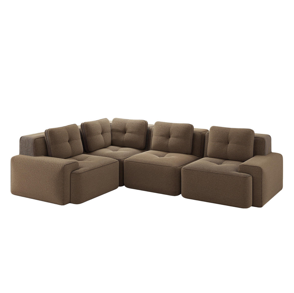 ECKSOFA 295/206/69 cm braun aus Cord mit modularem Design und rutschfestem Standfuß - Braun, Textil (104/382cm) - OKWISH