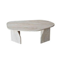 COUCHTISCH mit organisch geformter Tischplatte und breiten Beinen 100/60/35 cm - Beige, Holzwerkstoff (100/60/35cm) - Calicosy