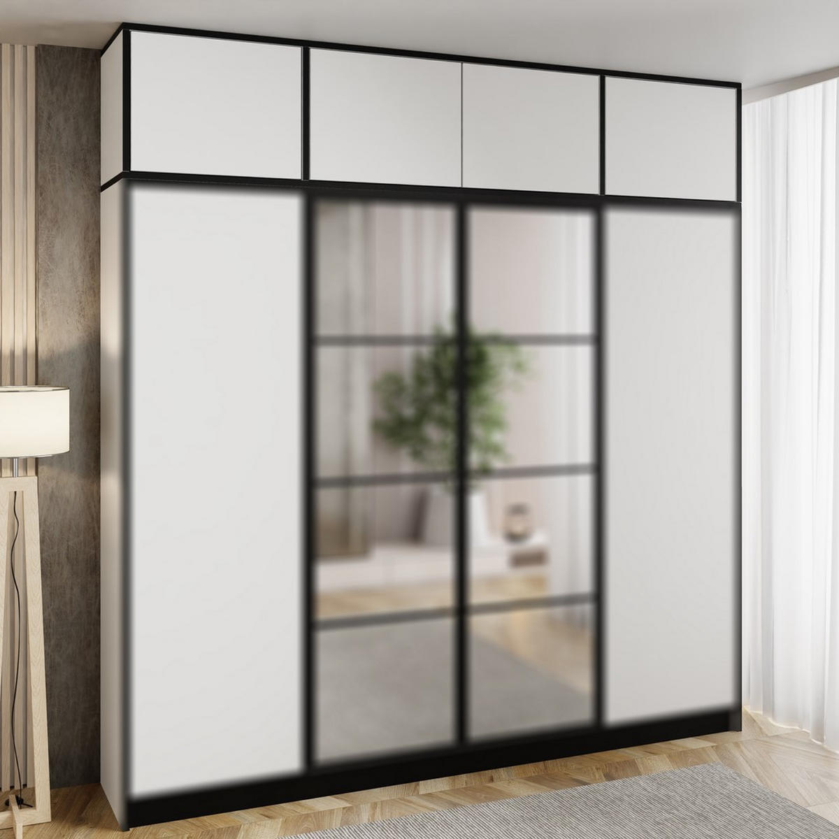 DREHTÜRENSCHRANK EDEN MIT AUFSATZ 4D weiß - Weiß, Holzwerkstoff (207/247/39cm) - Kier Furniture