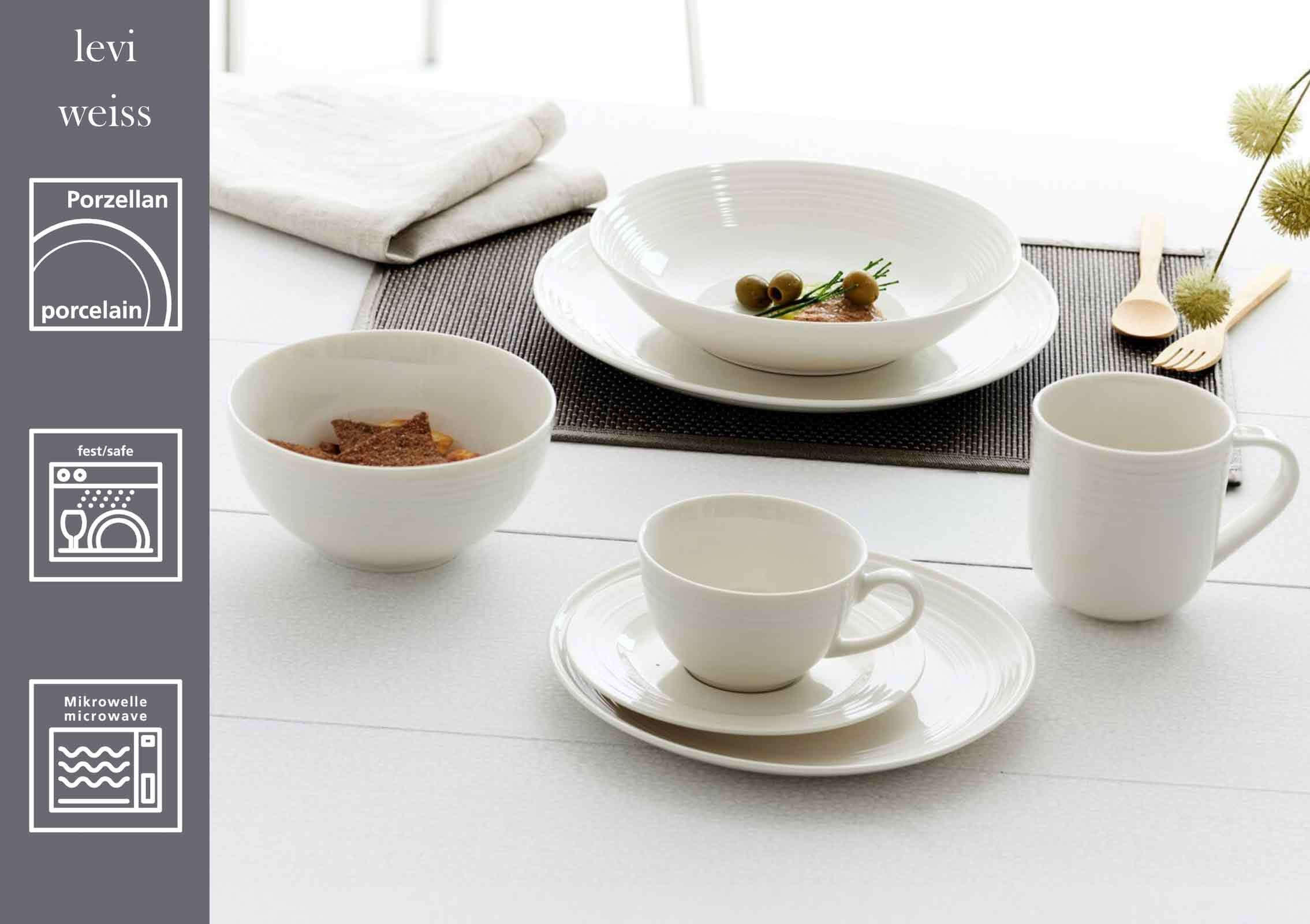 KAFFEETASSEN MIT UNTERTASSEN Levi Weiß 220 ml 6er Set - Weiß, Keramik (15.5/8/15.5cm) - Ritzenhoff Breker