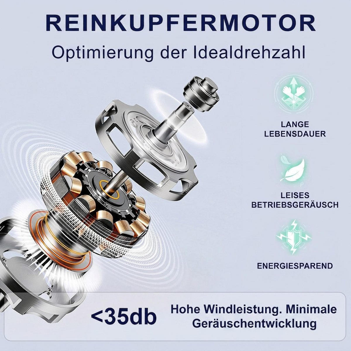 DECKENVENTILATOR & 3 Holzflügeln, 3-Stufen Dimmer, DC-Motor(35dB) - Schwarz, Holzwerkstoff (132/132/45.7cm) - BEXEVUE