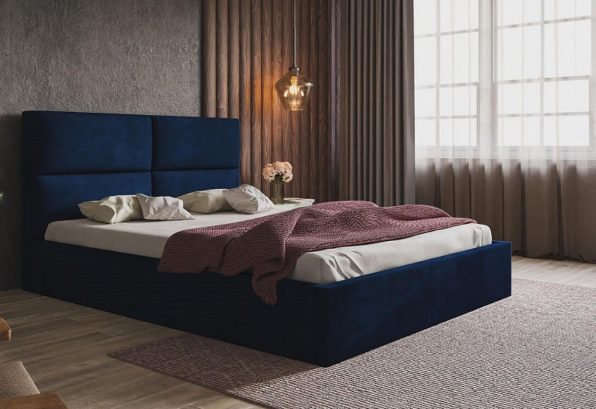 BETT Blau SIM 6 140x200 cm Mit Schlaffunktion Mit Bettkasten - Blau/Schwarz, Kunststoff/Textil (140/200cm) - Sepro Meble