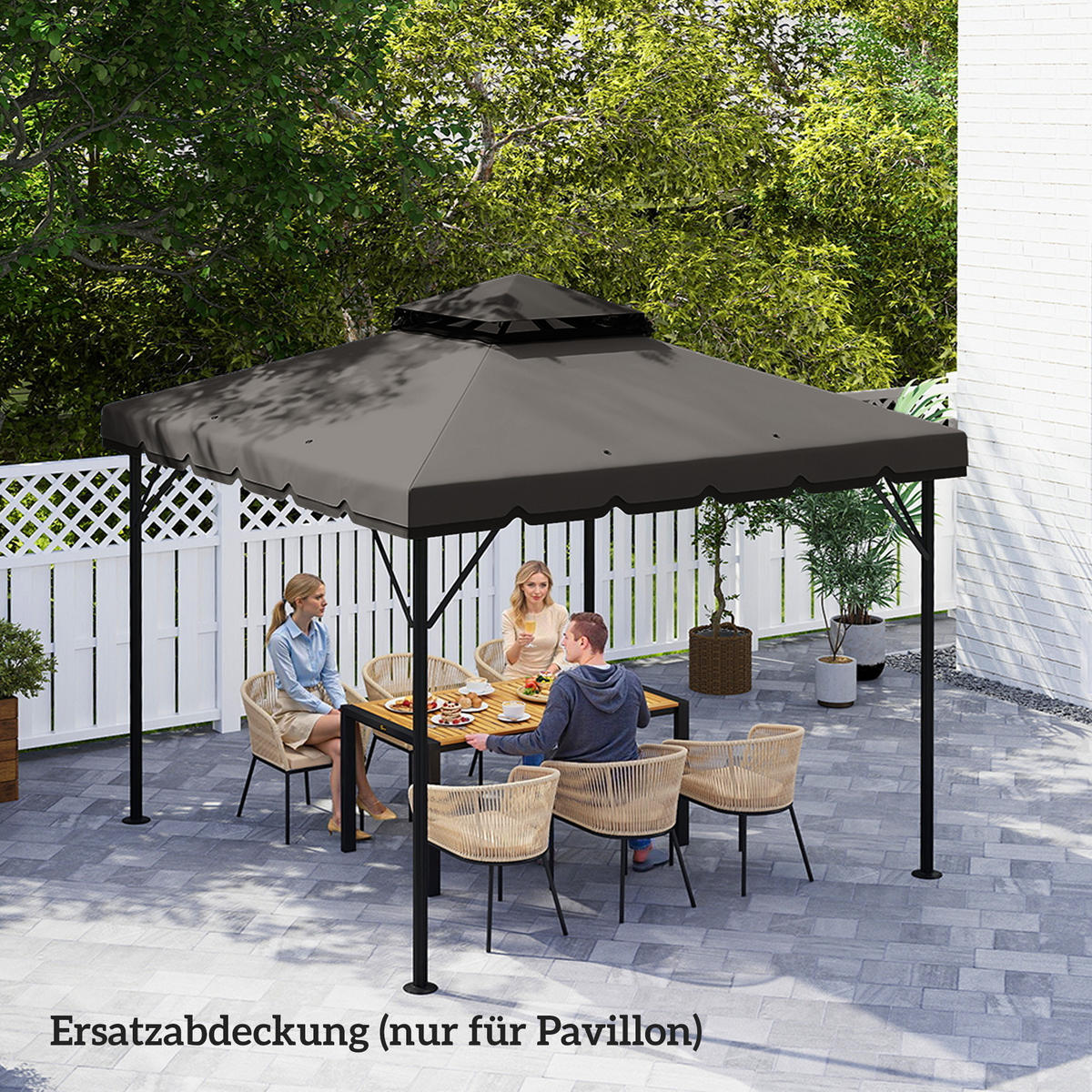 PAVILLON-ERSATZDACH Polyester Hellgrau Dunkelgrau - Dunkelgrau, Textil (300/1/300cm) - Outsunny