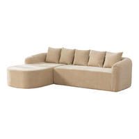 ECKSOFA Chenille Hellkhaki mit Kissen - Hellbraun, Textil (270/172cm) - WISHDOR