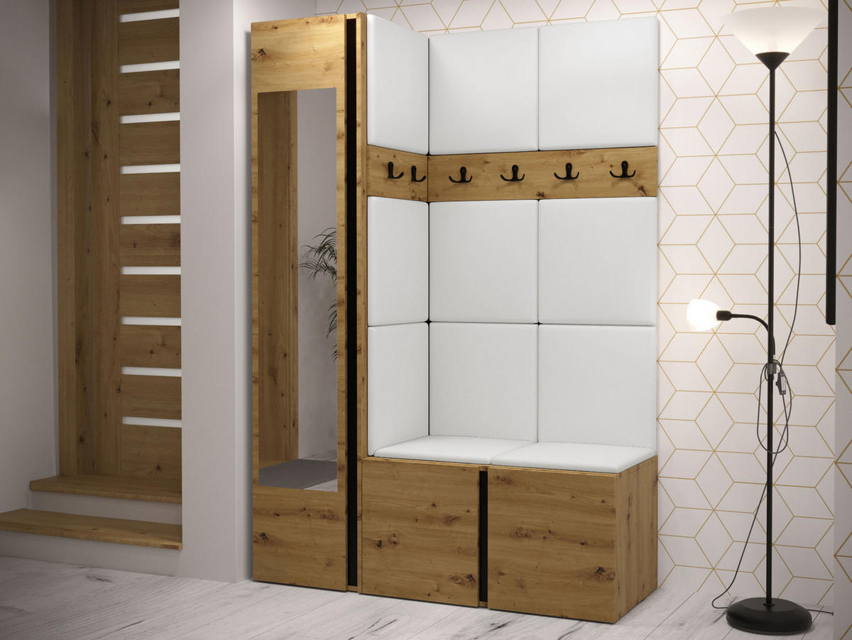 GARDEROBEN-SET Orion X - Eiche Artisan/Weiß, Holzwerkstoff/Kunststoff (124/186/46cm) - MIRJAN24