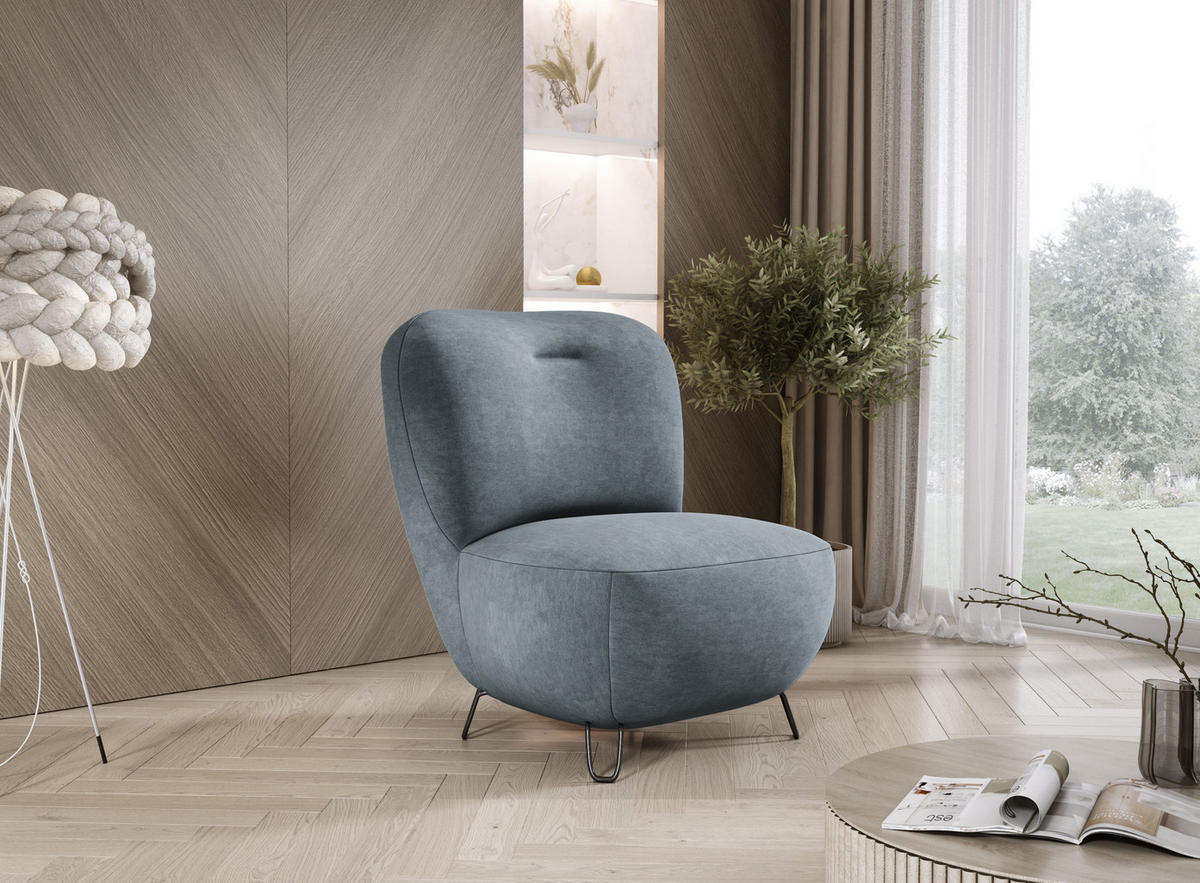 SESSEL LUIS, Skandinavischer Stil – Freistehend, 82×56×82 cm, NAVY - Blaugrau/Schwarz, Holz/Textil (82/82/66cm) - DomoHome