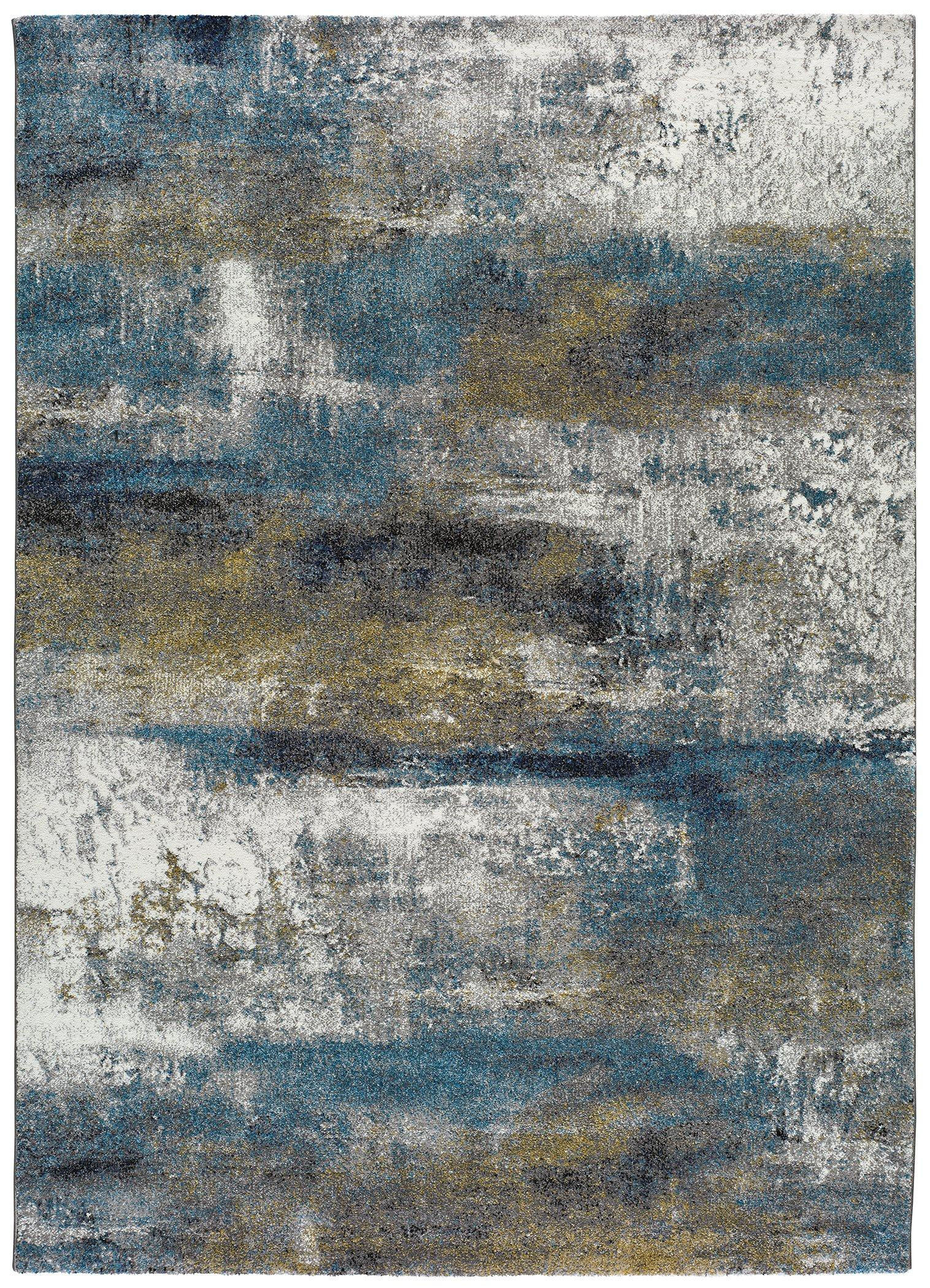 Atticgo Webteppich Blau, Grau, Gold 160x230 cm