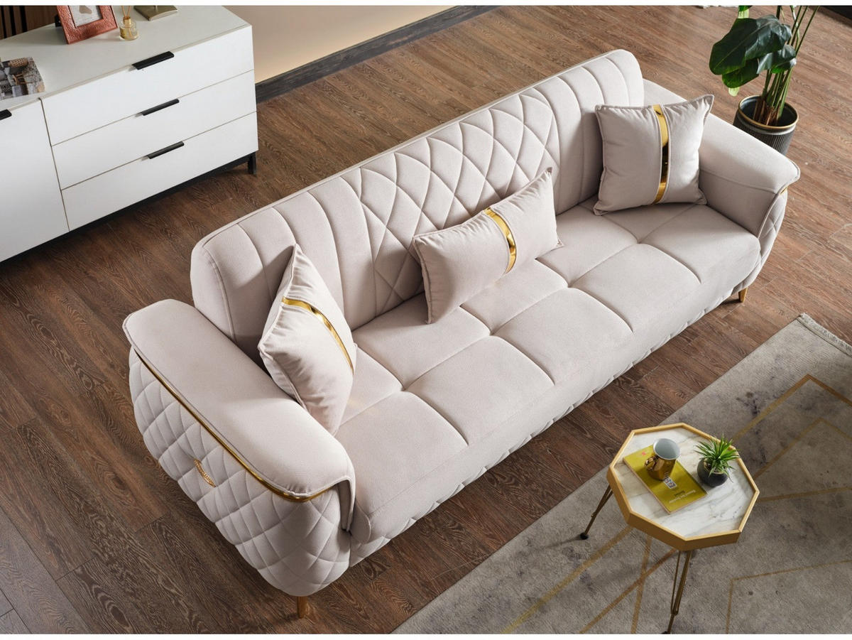 SITZGARNITUR Pasadena, Beige Stellvariante 3+1+1 - Beige, Holzwerkstoff/Kunststoff (240/90/98cm)