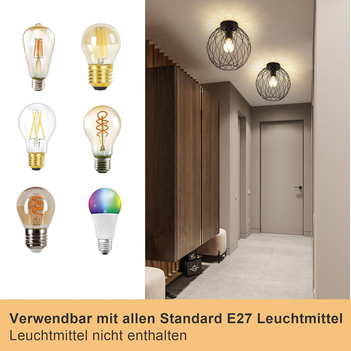 DECKENLEUCHTE Blitzenh 25/26.5/25 cm - Schwarz, Metall (25/25/26.5cm) - ZMH