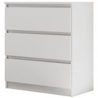 KOMMODE Lemon 70 cm mit drei Schubladen weiß matt - Weiß, Holzwerkstoff (70/78.5/39cm) - Beautysofa