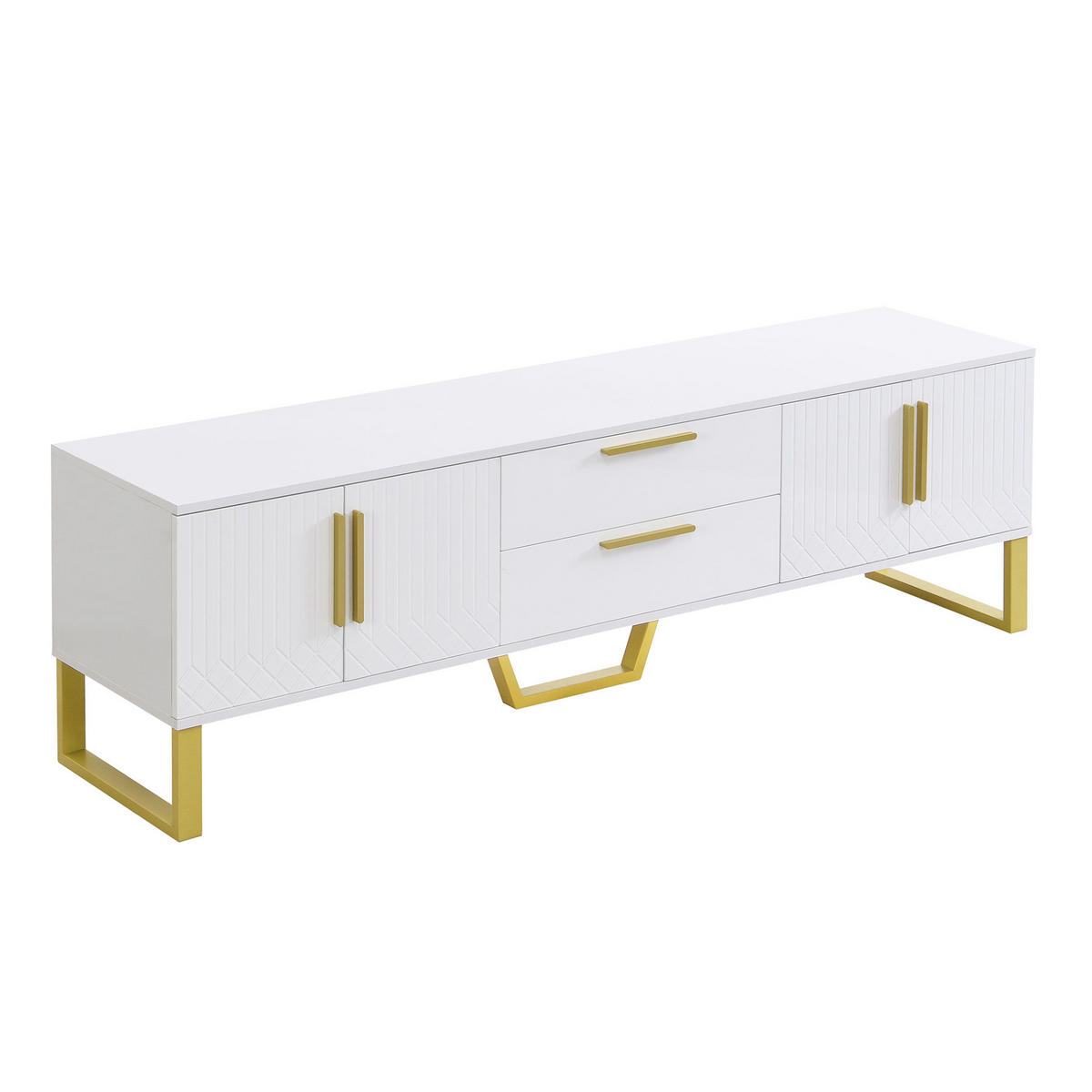TV-SCHRANK Hochglanz 170 x 40 x 53,5 cm Weiß MDF mit 4 Türen - Weiß, Holzwerkstoff (40/53.5/170cm) - Beauniv