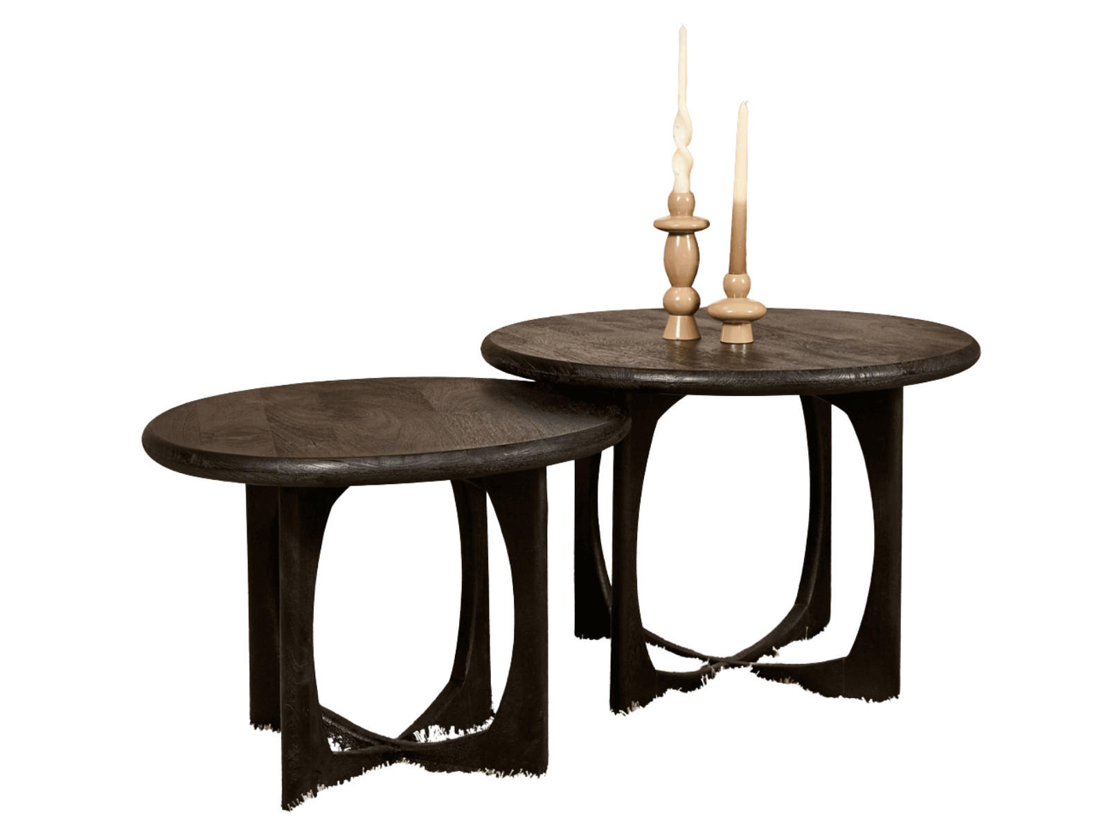 COUCHTISCH Milorin Mangoholz 70 cm / 70 cm Schwarz - Schwarz, Holz (70/70/50cm)