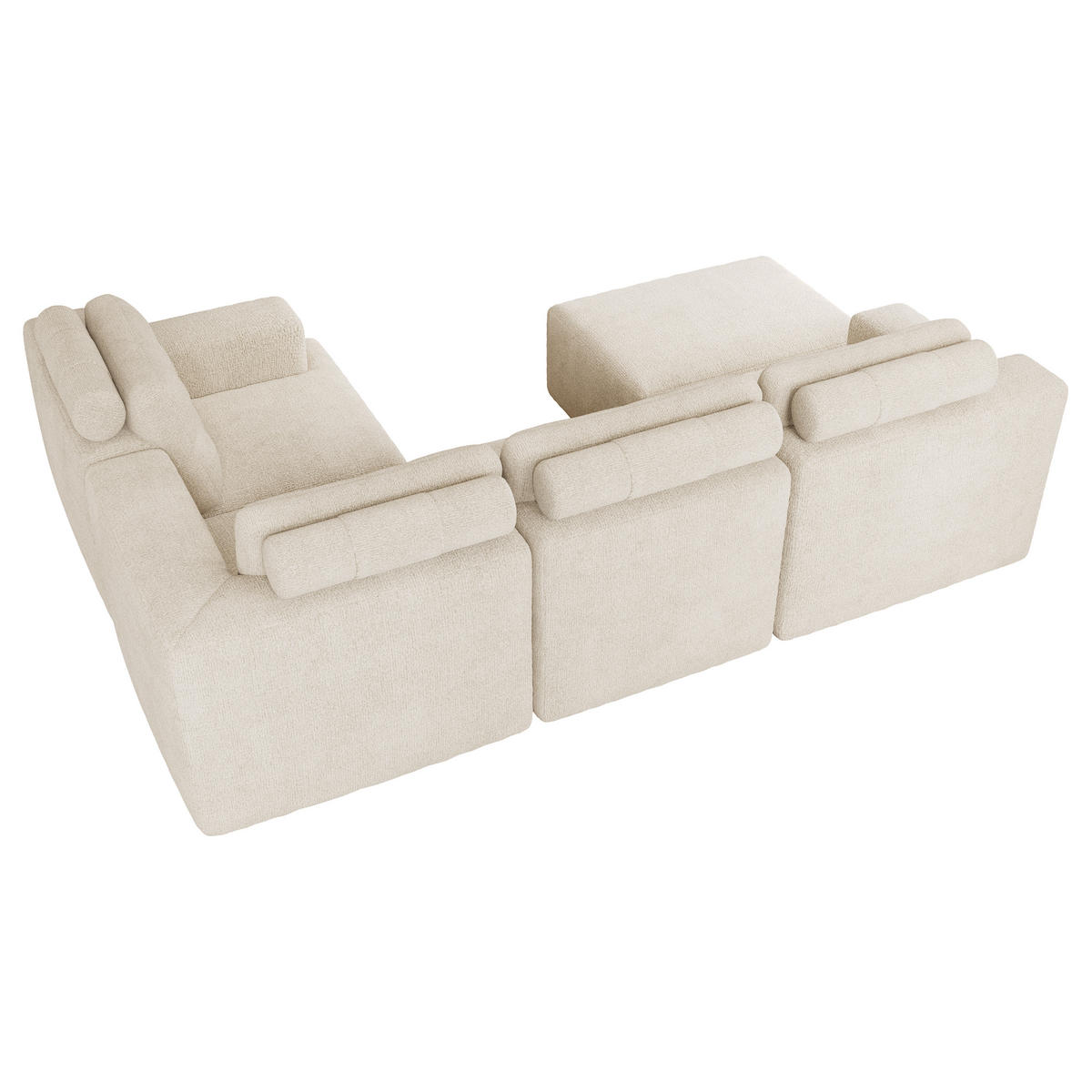 WOHNLANDSCHAFT 252/180/82 cm Beige mit 1 Fußhocker - Beige, Textil (252/82/180cm) - Oxeza