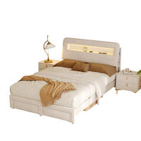 POLSTERBETT 140x200 cm Beige Samt LED USB 2 Schubladen - Beige, Metall (140/200cm) - SHOPENTRA