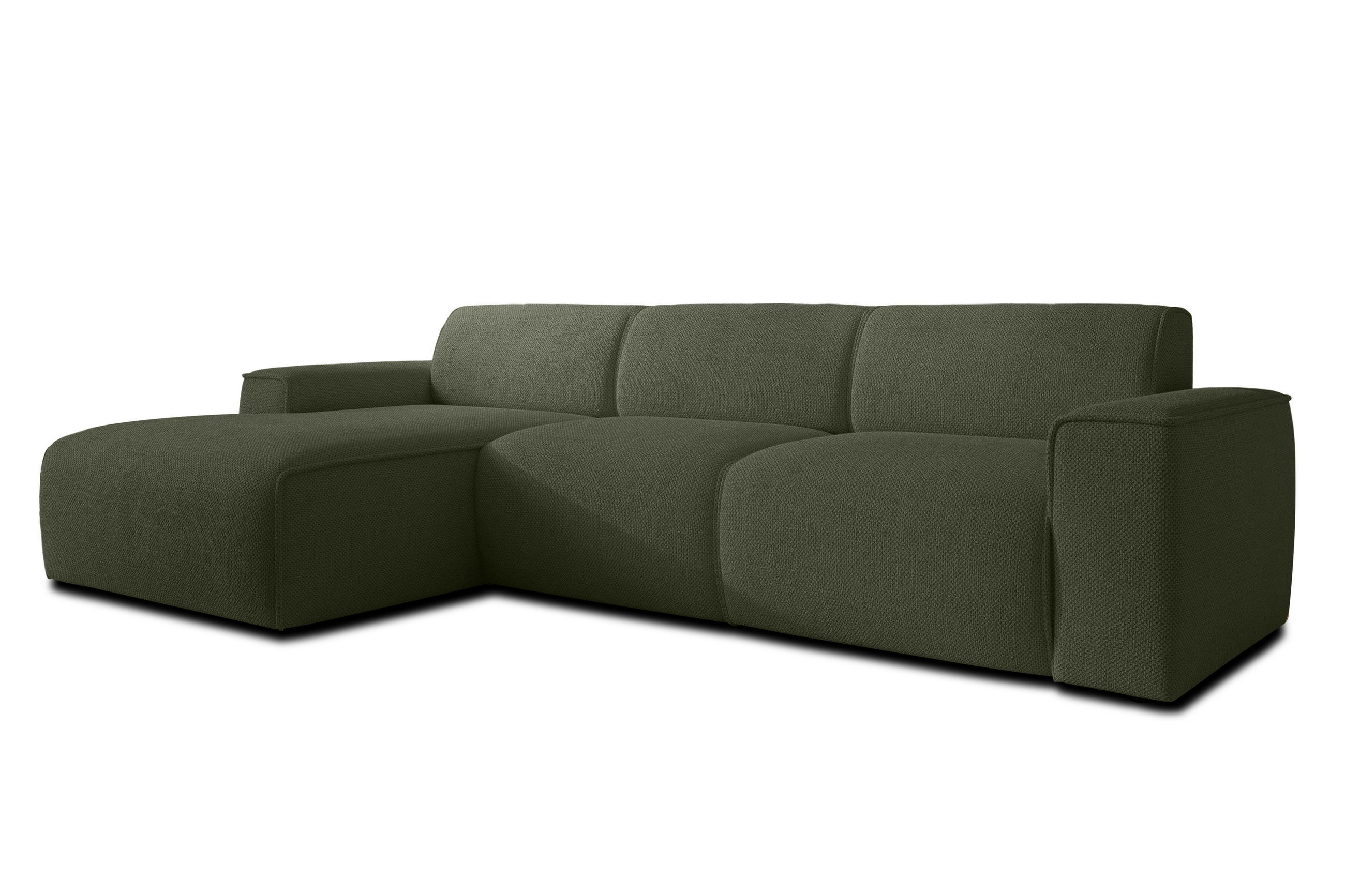 ECKSOFA L Form Didim mini Grün 310/165/78 cm – stilvolle kleine Eckcouch L - Schwarz/Grün, Kunststoff/Textil (165/310cm) - AX Living